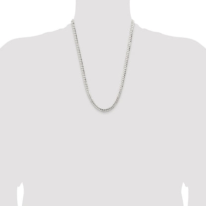 Sterling Silver Rhodium-plated 5.65mm Concave Beveled Curb Chain