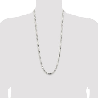 Sterling Silver Rhodium-plated 5.65mm Concave Beveled Curb Chain