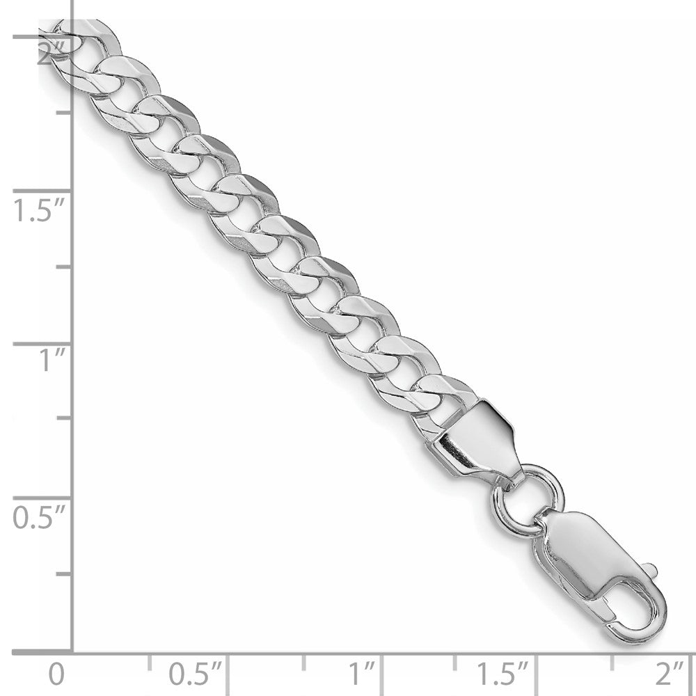 Sterling Silver Rhodium-plated 5.65mm Concave Beveled Curb Chain