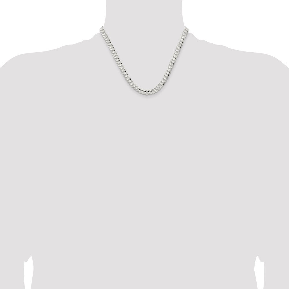 Sterling Silver 6.75mm Concave Beveled Curb Chain