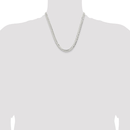 Sterling Silver 6.75mm Concave Beveled Curb Chain