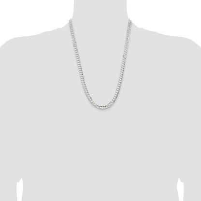 Sterling Silver 6.75mm Concave Beveled Curb Chain