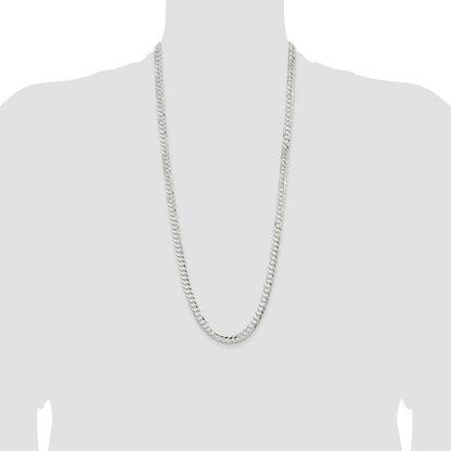 Sterling Silver 6.75mm Concave Beveled Curb Chain