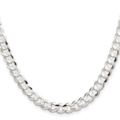 Sterling Silver 7.8mm Concave Beveled Curb Chain