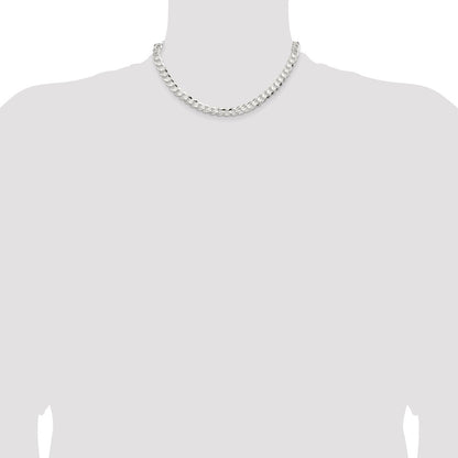 Sterling Silver 7.8mm Concave Beveled Curb Chain