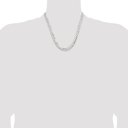 Sterling Silver 7.8mm Concave Beveled Curb Chain