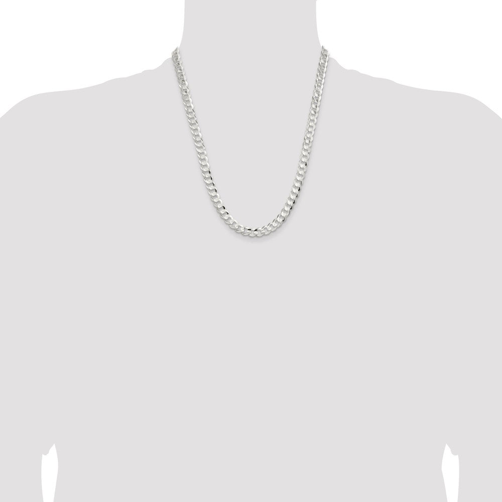 Sterling Silver 7.8mm Concave Beveled Curb Chain