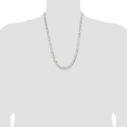 Sterling Silver 7.8mm Concave Beveled Curb Chain