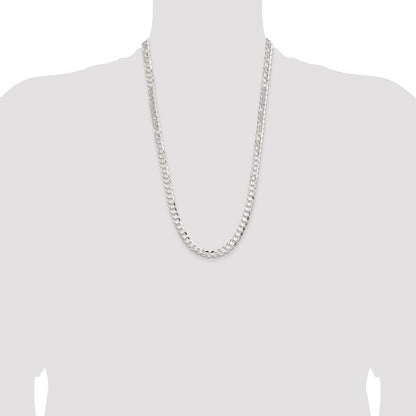 Sterling Silver 7.8mm Concave Beveled Curb Chain