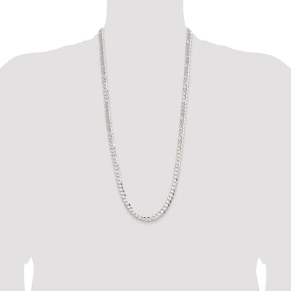 Sterling Silver 7.8mm Concave Beveled Curb Chain