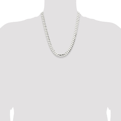 Sterling Silver 9.75mm Concave Beveled Curb Chain