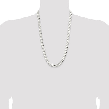 Sterling Silver 9.75mm Concave Beveled Curb Chain