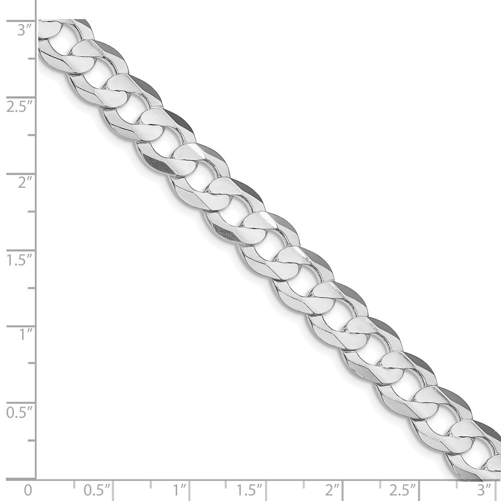 Sterling Silver Rhodium-plated 9.75mm Concave Beveled Curb Chain