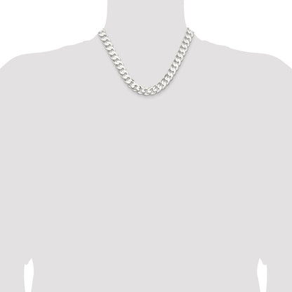 Sterling Silver 11.9mm Concave Beveled Curb Chain