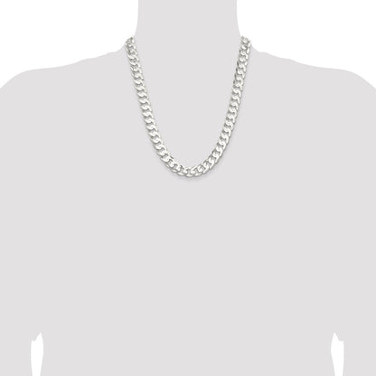 Sterling Silver 11.9mm Concave Beveled Curb Chain