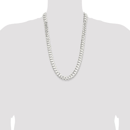 Sterling Silver 11.9mm Concave Beveled Curb Chain