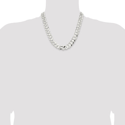 Sterling Silver 14.0mm Concave Beveled Curb Chain