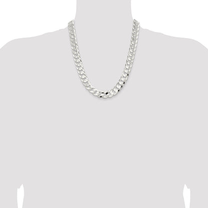 Sterling Silver 14.0mm Concave Beveled Curb Chain
