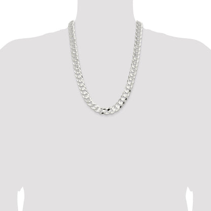 Sterling Silver 14.0mm Concave Beveled Curb Chain