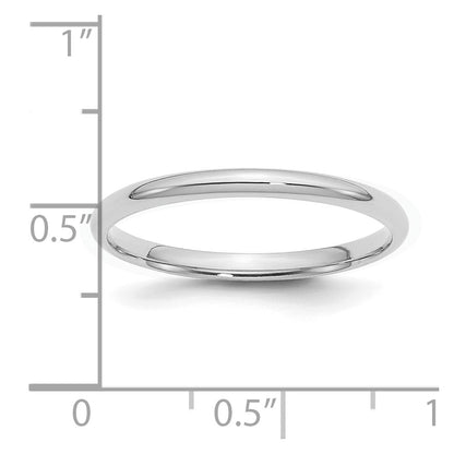 Sterling Silver Rhodium-plated 2mm Comfort Fit Size 6 Band