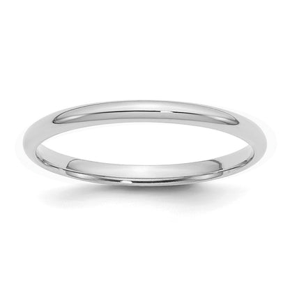 Sterling Silver Rhodium-plated 2mm Comfort Fit Size 7.5 Band