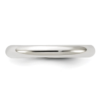 Sterling Silver Rhodium-plated 3mm Comfort Fit Size 12 Band