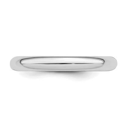 Sterling Silver Rhodium-plated 3mm Comfort Fit Size 6 Band