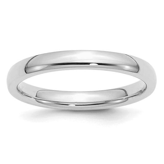 Sterling Silver Rhodium-plated 3mm Comfort Fit Size 6.5 Band