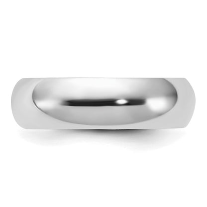 Sterling Silver Rhodium-plated 6mm Comfort Fit Size 9 Band