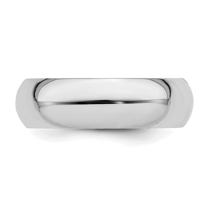Sterling Silver Rhodium-plated 6mm Comfort Fit Size 7.5 Band