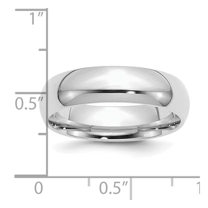Sterling Silver Rhodium-plated 6mm Comfort Fit Size 9 Band