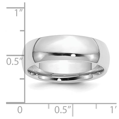 Sterling Silver Rhodium-plated 7mm Comfort Fit Size 7 Band