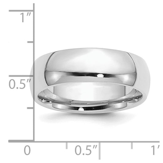 Sterling Silver Rhodium-plated 7mm Comfort Fit Size 13.5 Band
