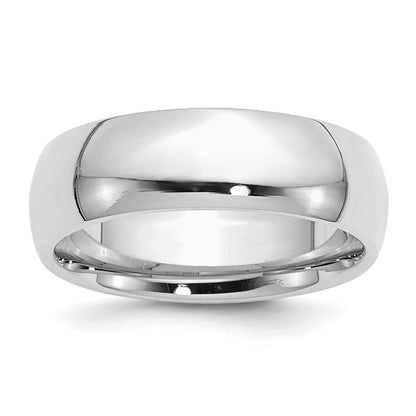 Sterling Silver Rhodium-plated 7mm Comfort Fit Size 7.5 Band