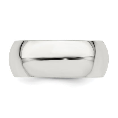Sterling Silver Rhodium-plated 8mm Comfort Fit Size 11 Band