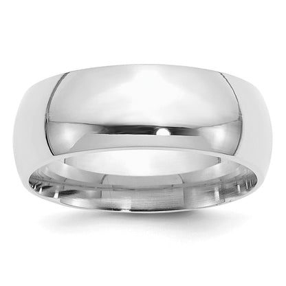 Sterling Silver Rhodium-plated 8mm Comfort Fit Size 9.5 Band