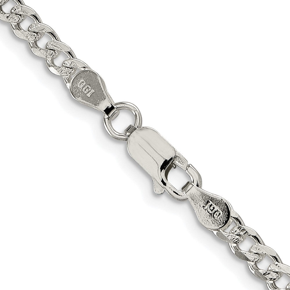 Sterling Silver Rhodium-plated 3.8mm Pav Curb Chain