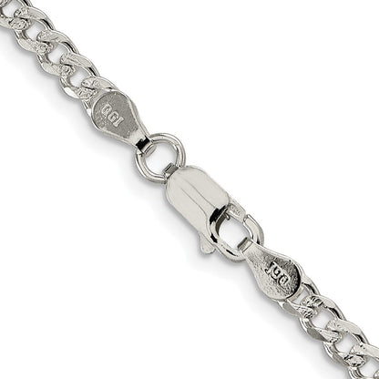 Sterling Silver Rhodium-plated 3.8mm Pav Curb Chain