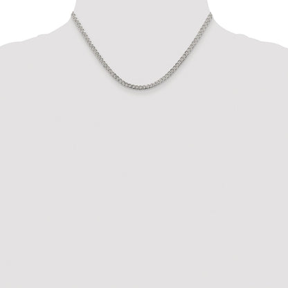Sterling Silver Rhodium-plated 3.8mm Pav Curb Chain