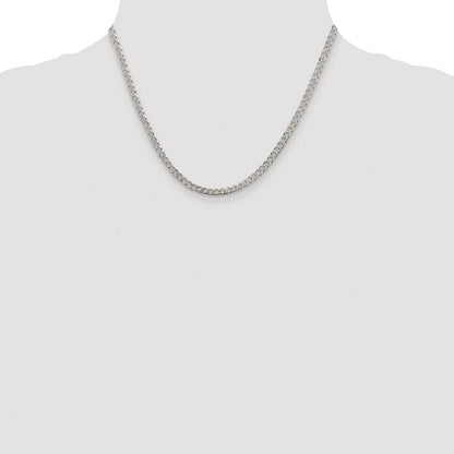 Sterling Silver Rhodium-plated 3.8mm Pav Curb Chain