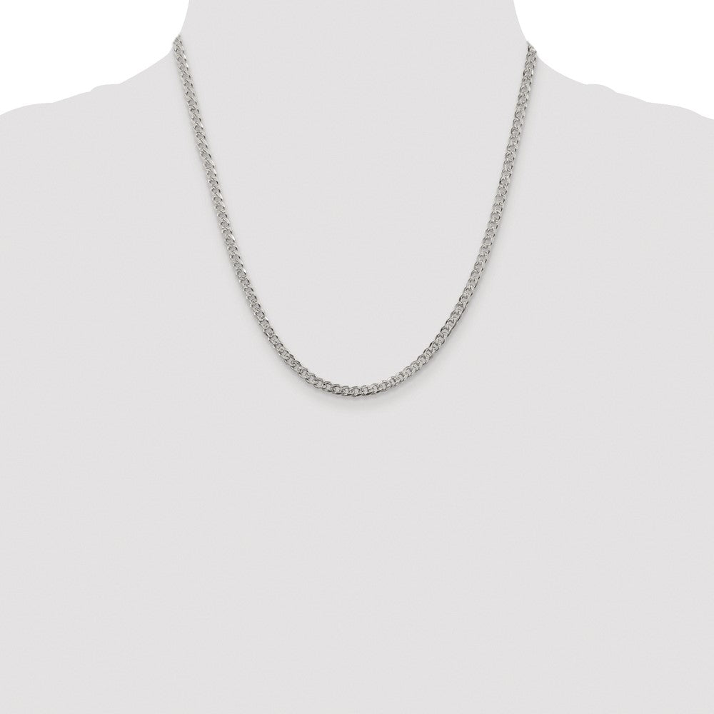 Sterling Silver Rhodium-plated 3.8mm Pav Curb Chain