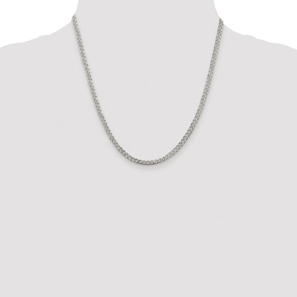 Sterling Silver Rhodium-plated 3.8mm Pav Curb Chain