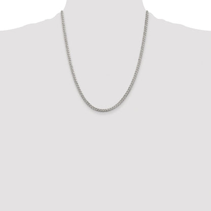 Sterling Silver Rhodium-plated 3.8mm Pav Curb Chain