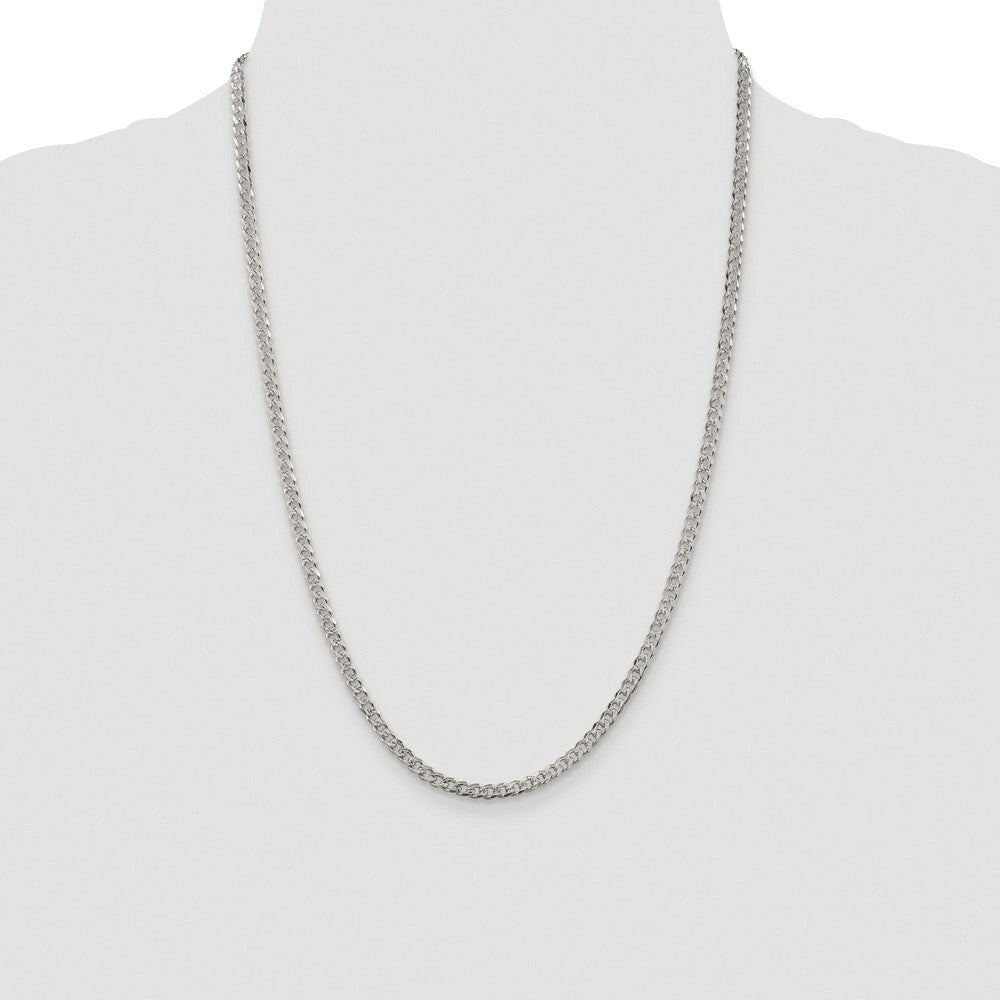 Sterling Silver Rhodium-plated 3.8mm Pav Curb Chain