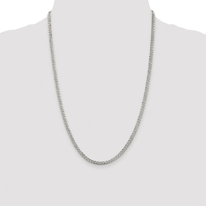 Sterling Silver Rhodium-plated 3.8mm Pav Curb Chain