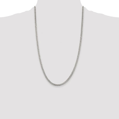 Sterling Silver Rhodium-plated 3.8mm Pav Curb Chain