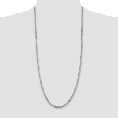 Sterling Silver Rhodium-plated 3.8mm Pav Curb Chain