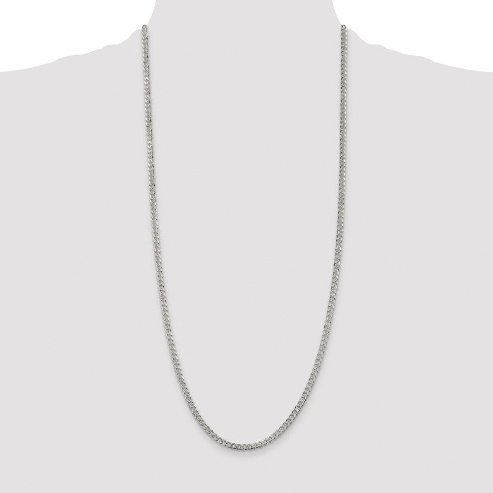 Sterling Silver Rhodium-plated 3.8mm Pav Curb Chain
