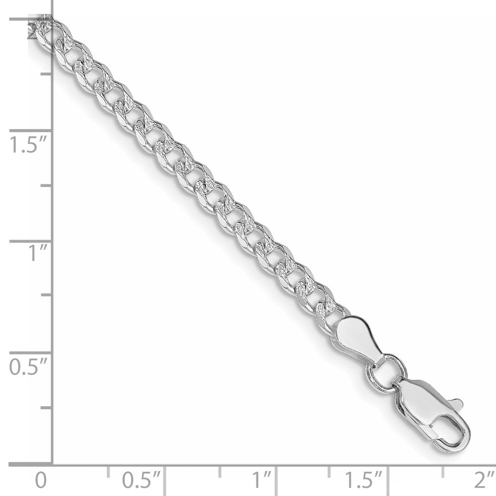 Sterling Silver Rhodium-plated 3.8mm Pav Curb Chain