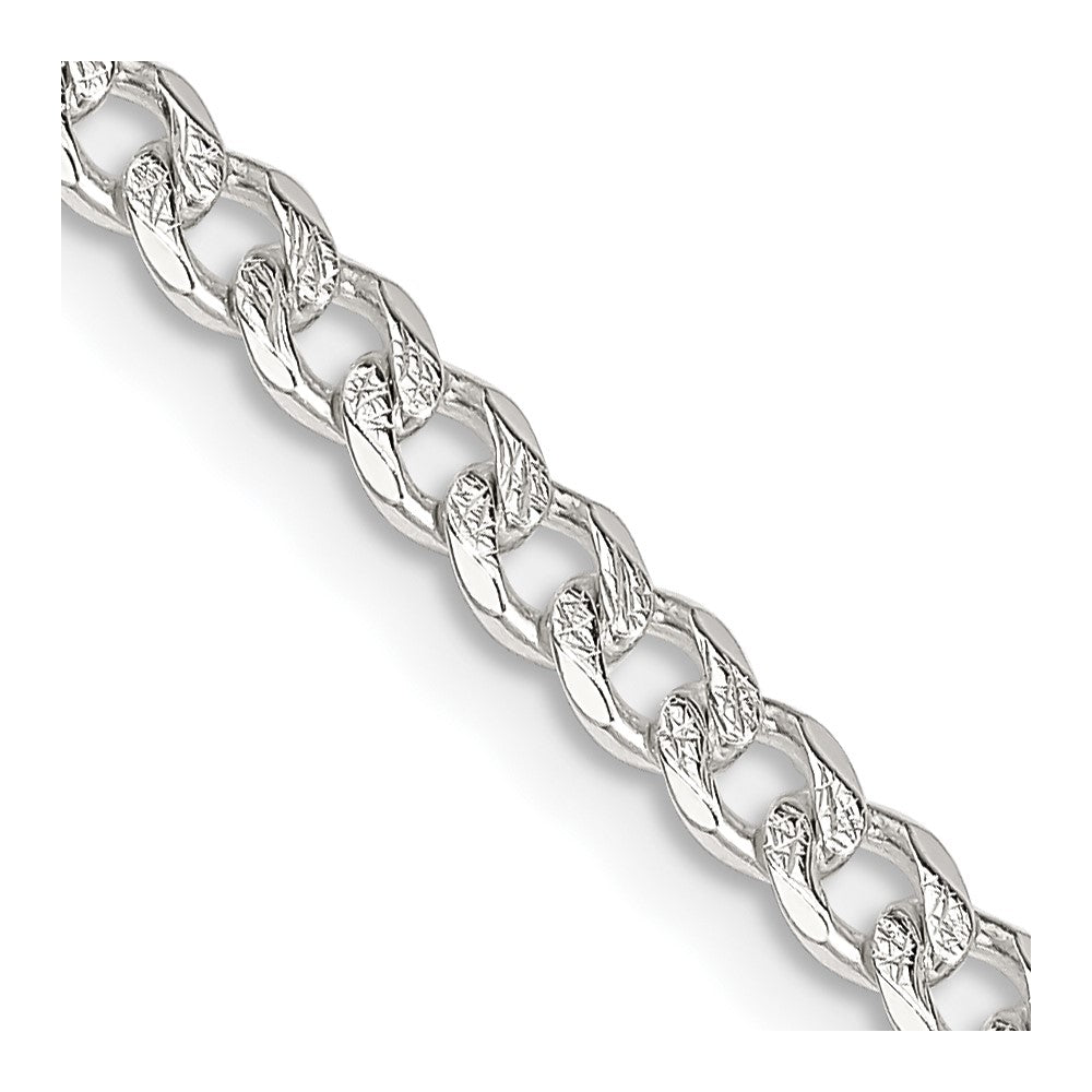 Sterling Silver 3.8mm Pav Curb Chain